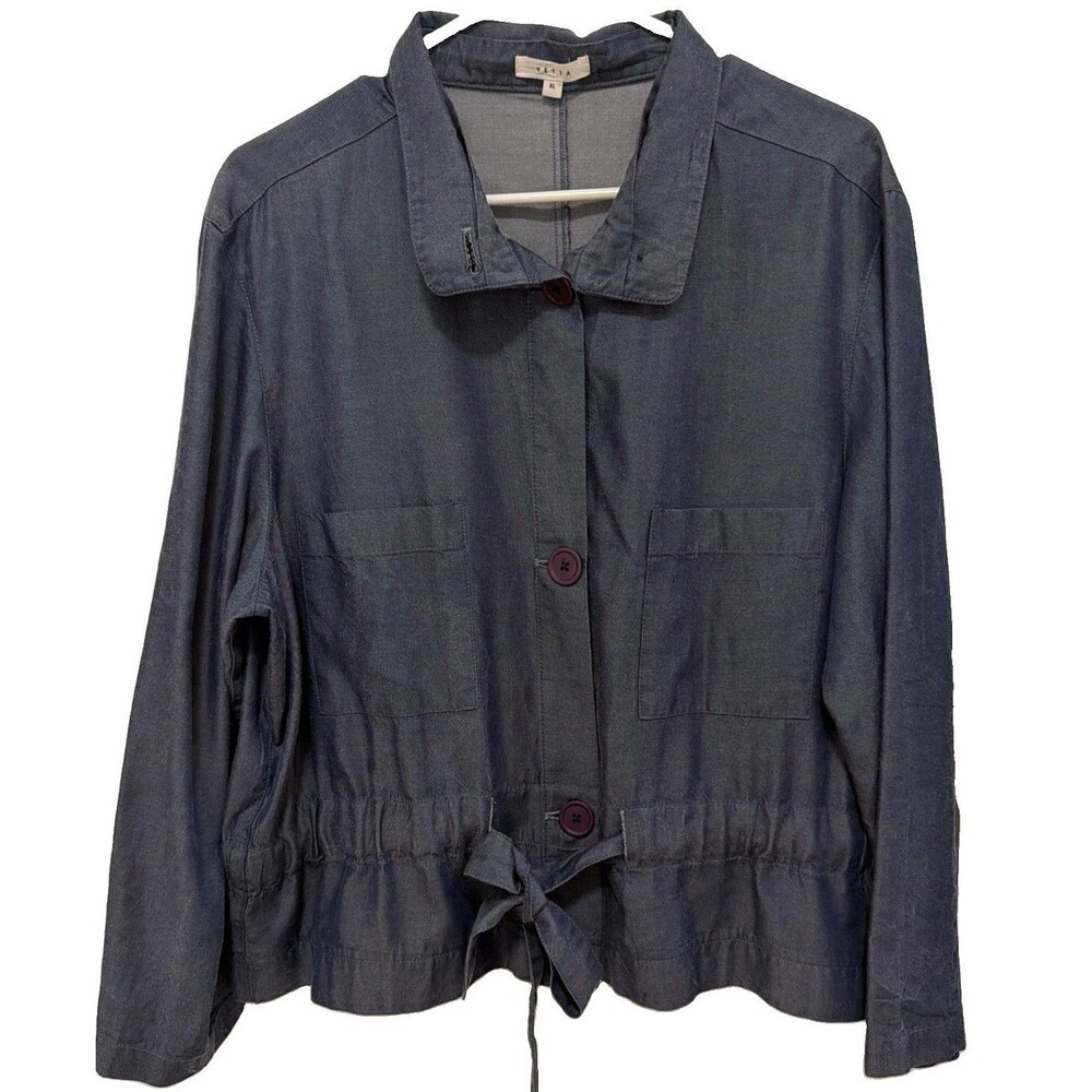 VETTA Tencel Denim Shacket Shirt Jacket Blouse Womens XL Capsule Wardrobe